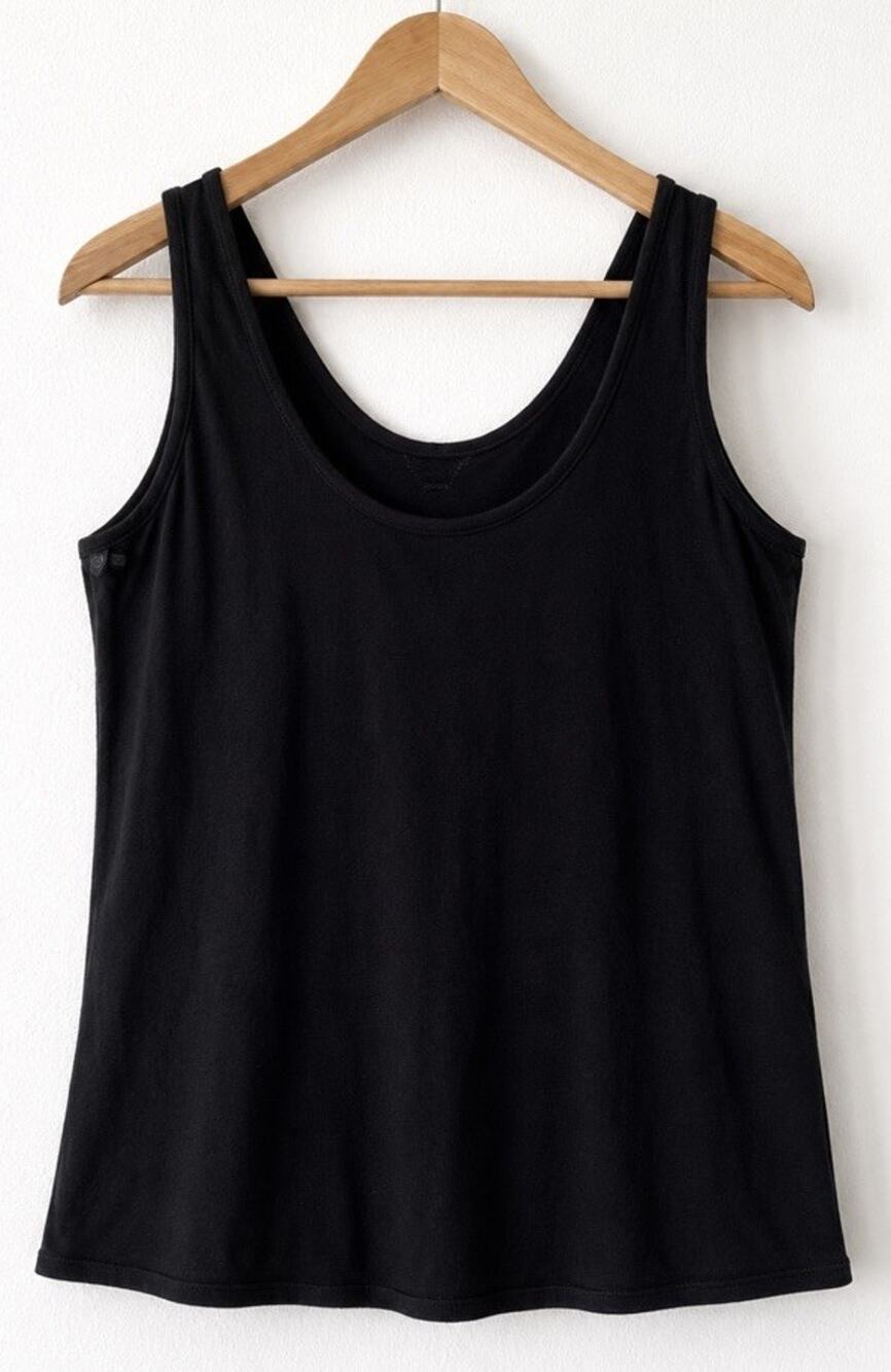 The Row Roger Scoop Tank Top L Black Sheer